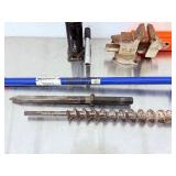 Bon 3-Pin Rebar Bender                   Vintage Bench Vise:                           Hydraulic Bottle Jack   Demolition Bars/Bits: