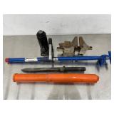 Bon 3-Pin Rebar Bender                   Vintage Bench Vise:                           Hydraulic Bottle Jack   Demolition Bars/Bits: