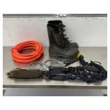 Industrial Safety Equipment Bundle: 5-Buckle Rubber Overshoes, Fall Protection Lanyard, & Air Hose
