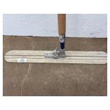 Lot of 6 Heavy-Duty Landscaping & Construction Hand Tools: Post Hole Digger, Tamper, Shovel, Pick Mattock & Broom