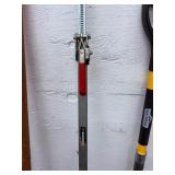 Lot of 6 Heavy-Duty Landscaping & Construction Hand Tools: Post Hole Digger, Tamper, Shovel, Pick Mattock & Broom