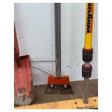 Contractor Tool Lot: 8-Piece Assortment of Shovels, Levels, Rakes, Brooms, and Scrapers