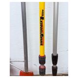 Contractor Tool Lot: 8-Piece Assortment of Shovels, Levels, Rakes, Brooms, and Scrapers