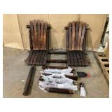 Outsunny Wooden Adirondack Chairs, Outdoor Double Seat Bench with Center Table for Patio, Backyard, Deck, Fire Pit (Missing Parts, Maybe Missing Some Hardware, Minor Transit Damage, See Photo)