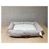 Boots & Barkley Neutral 4-Sided Bolster Dog Bed - Cream - L 36 Inches (L), 8 Inches (H) x 24 Inches (W)