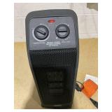 BLACK+DECKER Oscillating Ceramic Tower Heater, 1500W Space Heater and Fan Combo with Adjustable Thermostat, 3 Settings, For Home and Office, BHTC571 Black