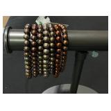 Belle de Mer 7-Pc. Set Dyed Chocolate Cultured Freshwater Baroque Pearl (6-7mm) Stretch Bracelets