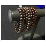 Belle de Mer 7-Pc. Set Dyed Chocolate Cultured Freshwater Baroque Pearl (6-7mm) Stretch Bracelets