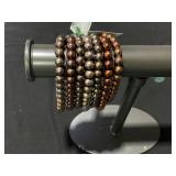 Belle de Mer 7-Pc. Set Dyed Chocolate Cultured Freshwater Baroque Pearl (6-7mm) Stretch Bracelets