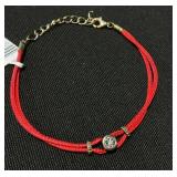 MCYS Red Cord Bracelet with Diamond .16 CTTW DIA and Gold Accents Adjustable Bracelet