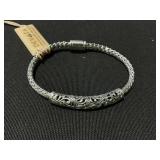 Bali Filigree Chain Bracelet Size: M/7.5" 925 Sterling Silver and Solid 18K Gold Accents Made In Bali