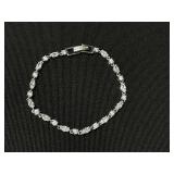 Givenchy Silver Tone Crystal Tennis Flex Bracelet 7" (Slightly Tarnished)