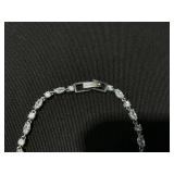 Givenchy Silver Tone Crystal Tennis Flex Bracelet 7" (Slightly Tarnished)