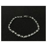 Givenchy Silver Tone Crystal Tennis Flex Bracelet 7" (Slightly Tarnished)