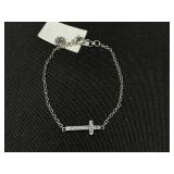 Samuel B SILVER 7" SIDEWAYS CROSTERLING SILVER BRACELET