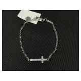 Samuel B SILVER 7" SIDEWAYS CROSTERLING SILVER BRACELET