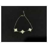 ADORNIA White Mother of Pearl Flower Bracelet Yellow Gold-Tone Approx. circumference: 6.5" - 7.25" adjustable