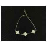 ADORNIA White Mother of Pearl Flower Bracelet Yellow Gold-Tone Approx. circumference: 6.5" - 7.25" adjustable