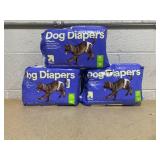 LOT OF 3 up&up Dog Diapers - 18ct Per Pack - Medium 19"-28", Waist 35-70 Lb.