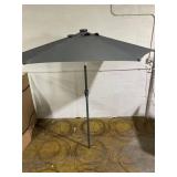 Costway 7.5 ft. Solar LED Lighted Patio Umbrella in Gray with Tilt, Crank Lift and Fade-Resistant Canopy
