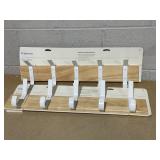 LOT OF 2 Brightroom Mixed Material 5 Hooks Rail Matte White - Wall Mounted Decorative Hook Rack, Steel & Rubberwood, 22.5" Length