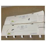 LOT OF 2 Brightroom Mixed Material 5 Hooks Rail Matte White - Wall Mounted Decorative Hook Rack, Steel & Rubberwood, 22.5" Length