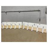 LOT OF 2 Brightroom Mixed Material 5 Hooks Rail Matte White - Wall Mounted Decorative Hook Rack, Steel & Rubberwood, 22.5" Length