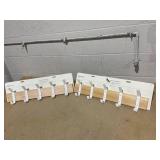 LOT OF 2 Brightroom Mixed Material 5 Hooks Rail Matte White - Wall Mounted Decorative Hook Rack, Steel & Rubberwood, 22.5" Length