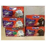 LOT OF 5 Hefty Trash Bags (3) 13 Gal 50 Count (2) 30 Gal 34 Count