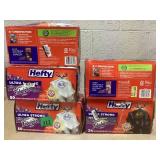LOT OF 5 Hefty Trash Bags (3) 13 Gal 50 Count (2) 30 Gal 34 Count