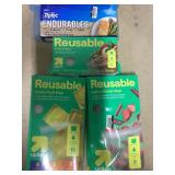 LOT OF 4 Reusable Bags (Variety Sizes: Large, Gallon, Sandwich, Snack)