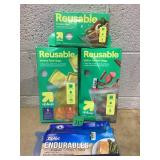 LOT OF 4 Reusable Bags (Variety Sizes: Large, Gallon, Sandwich, Snack)