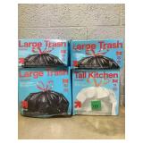LOT OF 4 up&up Trash Bags (1) 30 Gal/60 Count, (2) 30 Gal/30 Count, (1) 13 Gal/100 Count