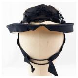 Rolton Chicago Vintage Hat - Beige Straw with Black Net Veil & Ribbon. Size 22