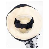 Rolton Chicago Vintage Hat - Beige Straw with Black Net Veil & Ribbon. Size 22