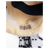 Rolton Chicago Vintage Hat - Beige Straw with Black Net Veil & Ribbon. Size 22
