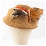 Massmann Hamburg Brown Felt Hat with Feather - Vintage Hamburg Label