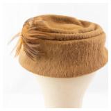Massmann Hamburg Brown Felt Hat with Feather - Vintage Hamburg Label