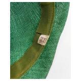 Green Straw Hat with Cream Floral Accent, Net Veil, and Ribbon Trim - Vintage Style