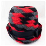 Clover Lane Hat - EU Union Made Red/Black Gray Fuzzy Pattern with Black Ribbon