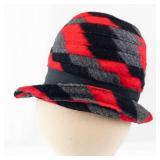 Clover Lane Hat - EU Union Made Red/Black Gray Fuzzy Pattern with Black Ribbon