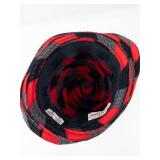 Clover Lane Hat - EU Union Made Red/Black Gray Fuzzy Pattern with Black Ribbon