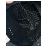 Original Roberta Bernays Black Velvet Pillbox Hat with Feather Plume and Birdcage Veil