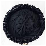 Luetta Model - Black Satin Hat with Frilled Edge - Size 22
