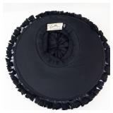 Luetta Model - Black Satin Hat with Frilled Edge - Size 22