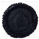 Luetta Model - Black Satin Hat with Frilled Edge - Size 22