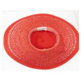 Maurice L Rothschild Hat - Red Straw Wide-Brim with White Floral Accent