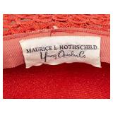 Maurice L Rothschild Hat - Red Straw Wide-Brim with White Floral Accent