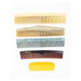 Vintage Hair Combs - Assorted Plastic - 5-Pack