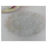 Nippon Hand Painted Porcelain Dishes - Floral Oval Dish & Scalloped Edge Plate (Lot of 2)